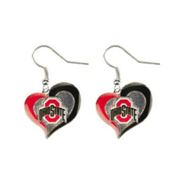 New NCAA Ohio State Buckeyes Swirl Heart Earrings for women - Picture 1 of 2